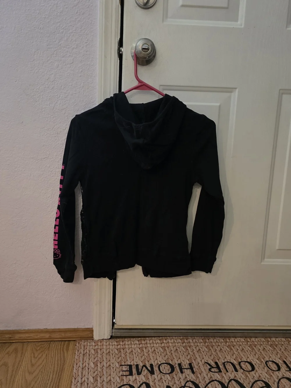 Hello Kitty Girls' 10-12 Pink & Black Sequin Hoodie